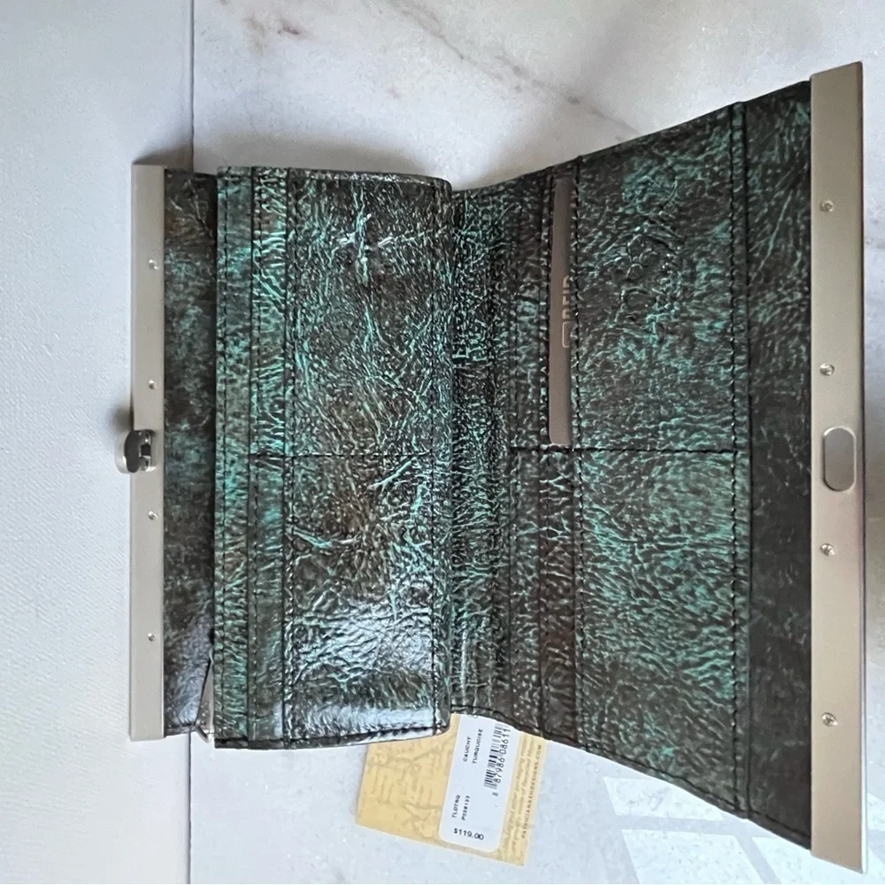 Patricia Nash TOOLED TURQUOISE Leather CAUCHY Wallet $119.00!